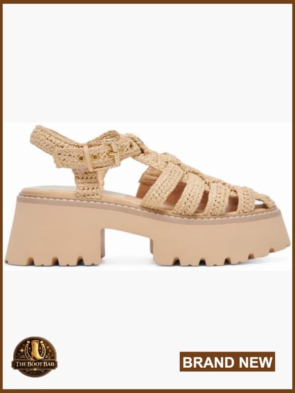 Raffia Espadrille Platform Sandals with Adjustable Buckle Closed Toe Woven